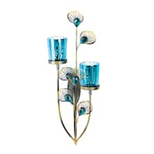 14.5" Peacock Plume Candle Wall Sconce
